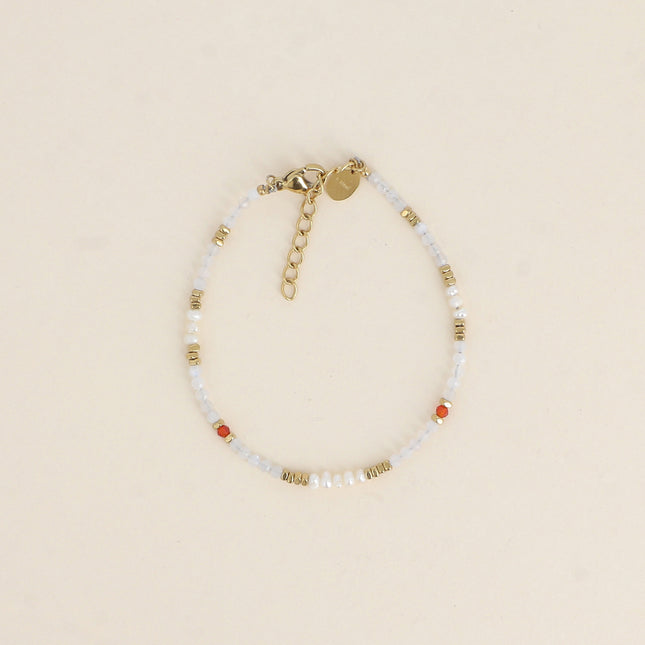Elion Thread Bracelet - natural stones, small freshwater pearls, and stainless steel beads