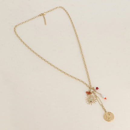 Collier en Y - breloques (Cupidon, soleil, perles de résine)