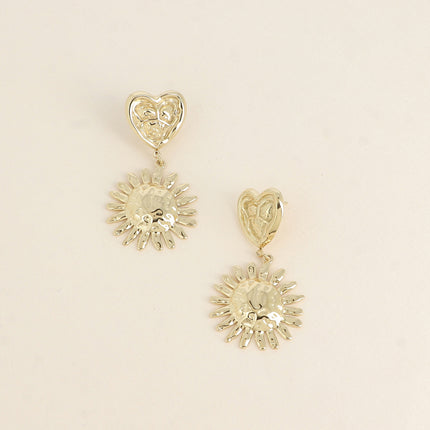 Boucles pendantes - 2 pièces, coeur et soleil