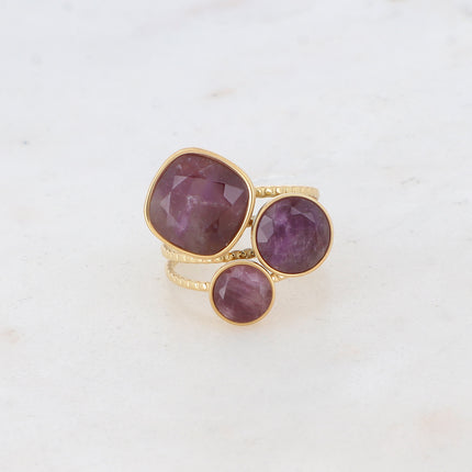 Bague Trilogie – pierres naturelles
