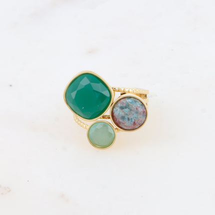 Bague Trilogie – pierres naturelles