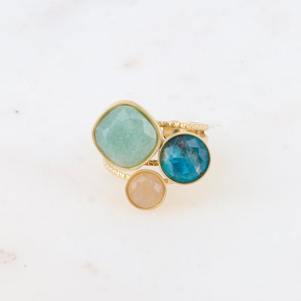 Bague Trilogie – pierres naturelles