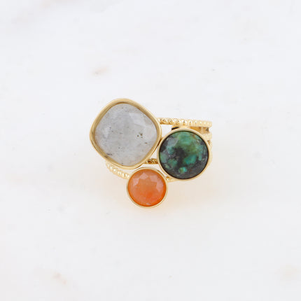 Bague Trilogie – pierres naturelles
