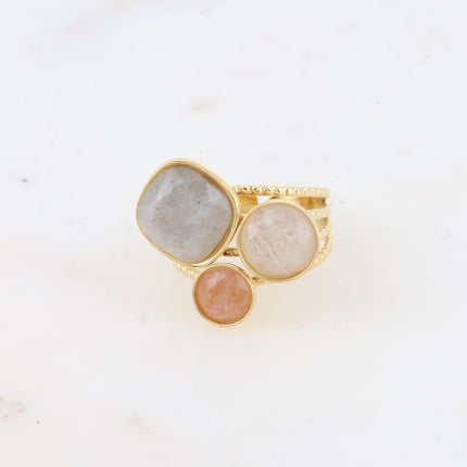 Bague Trilogie – pierres naturelles