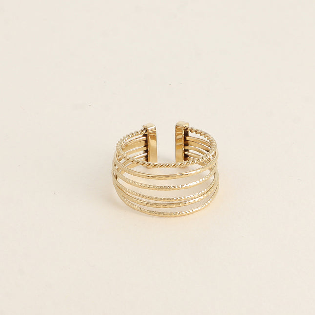 Bague - 6 anneaux lisses et striés