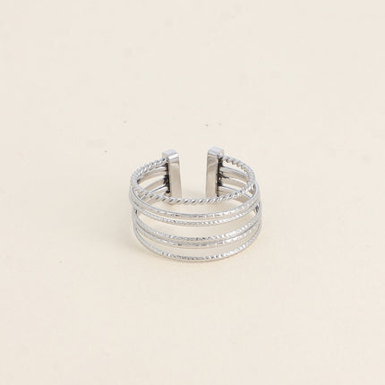 Bague - 6 anneaux lisses et striés