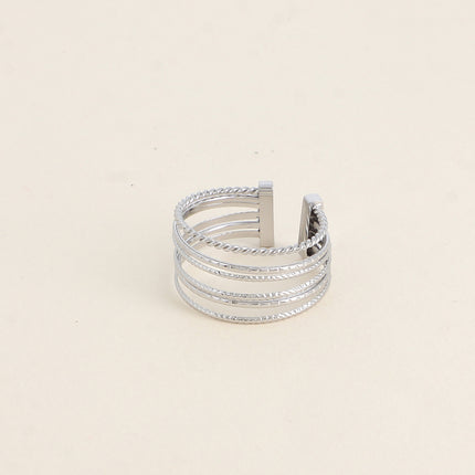 Bague - 6 anneaux lisses et striés