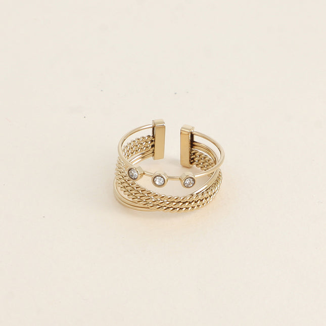 Ring - 3 bands with 3 cubic zirconia stones