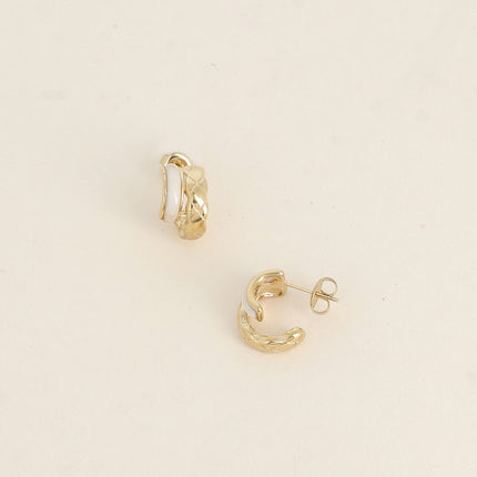 Mini créoles - double anneau et résine