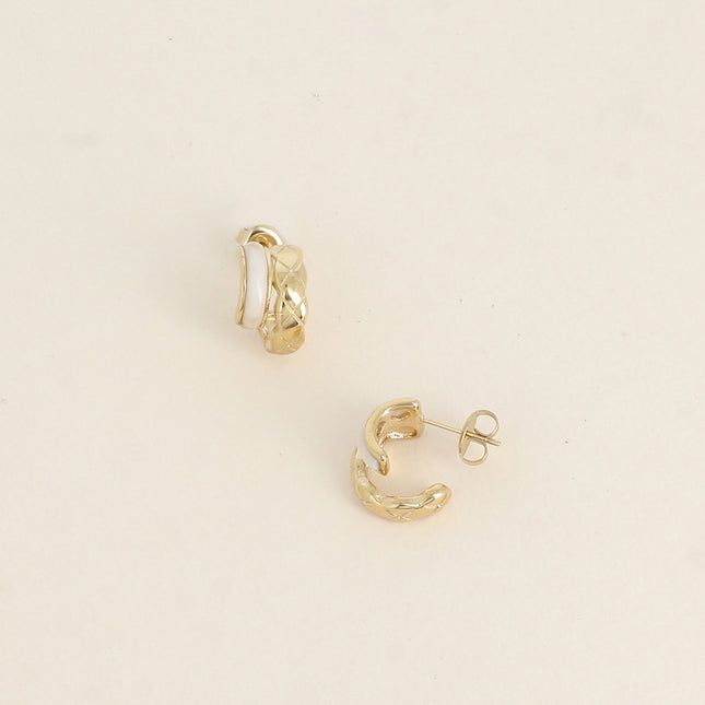 Mini créoles - double anneau et résine