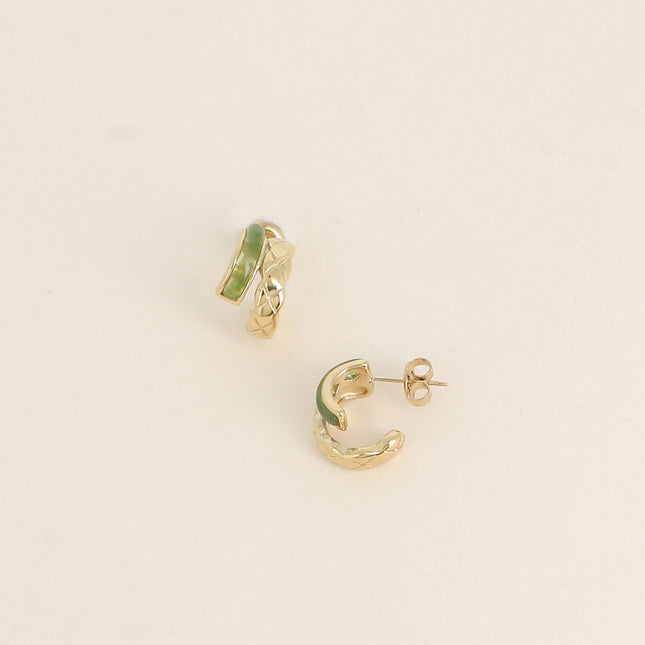 Mini créoles - double anneau et résine