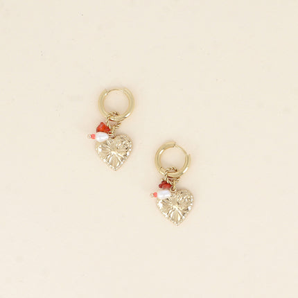 Hoop earrings - charms (heart, freshwater pearl, natural stones)