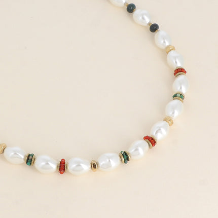 Collier - perles de résine, pierres fines, perles en acier inoxydable