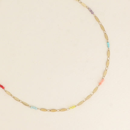 Collier - maillons ovales et petites pierres naturelles