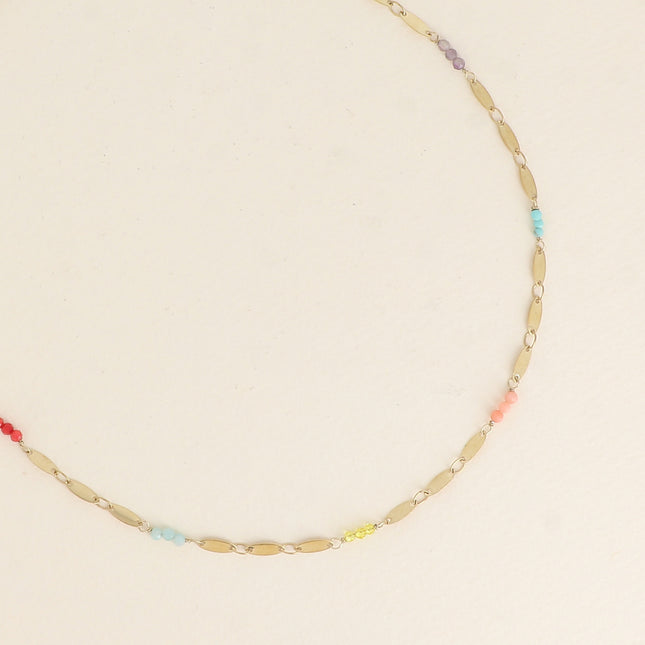 Collier - maillons ovales et petites pierres naturelles