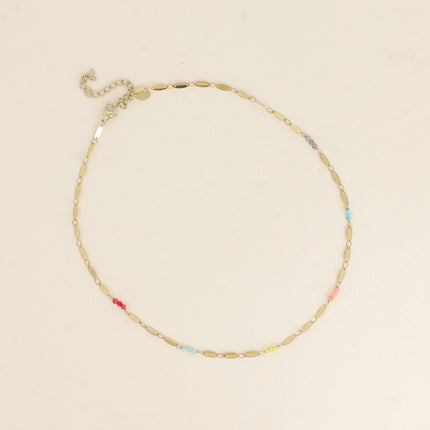 Collier - maillons ovales et petites pierres naturelles
