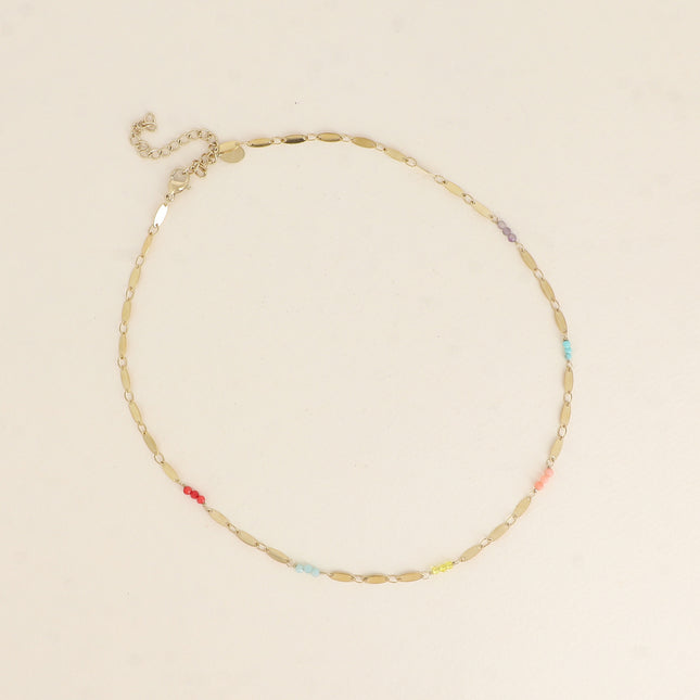 Collier - maillons ovales et petites pierres naturelles