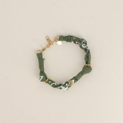 Bracelet - ruban bandana et anneaux en acier inoxydable