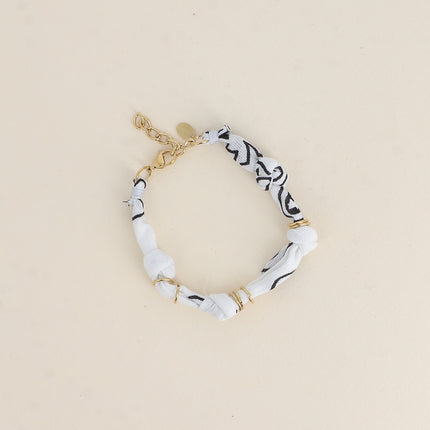 Bracelet - ruban bandana et anneaux en acier inoxydable