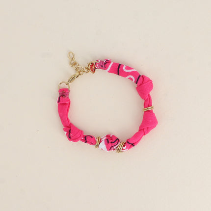 Bracelet - ruban bandana et anneaux en acier inoxydable