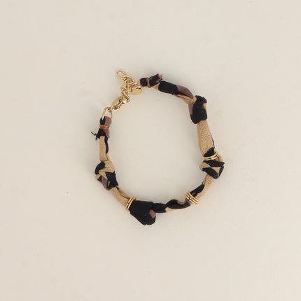 Bracelet - ruban bandana et anneaux en acier inoxydable