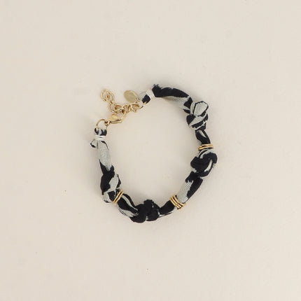 Bracelet - ruban bandana et anneaux en acier inoxydable
