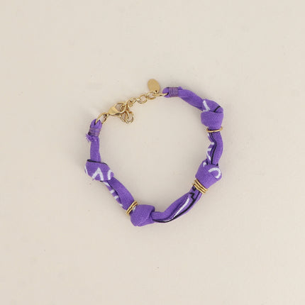 Bracelet - ruban bandana et anneaux en acier inoxydable