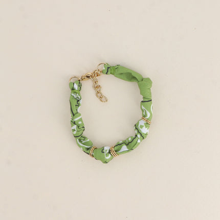 Bracelet - ruban bandana et anneaux en acier inoxydable