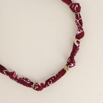 Collier - ruban bandana et anneaux en acier inoxydable