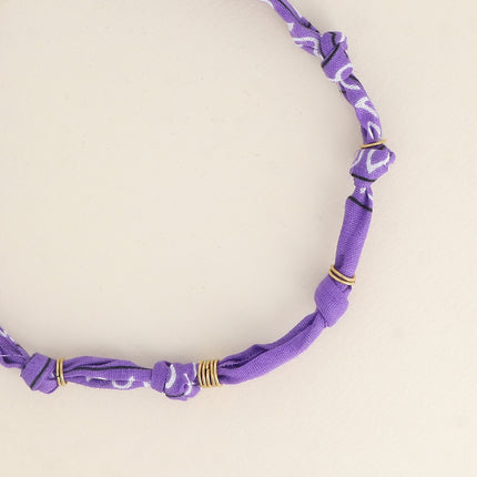 Collier - ruban bandana et anneaux en acier inoxydable