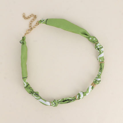 Collier - ruban bandana et anneaux en acier inoxydable