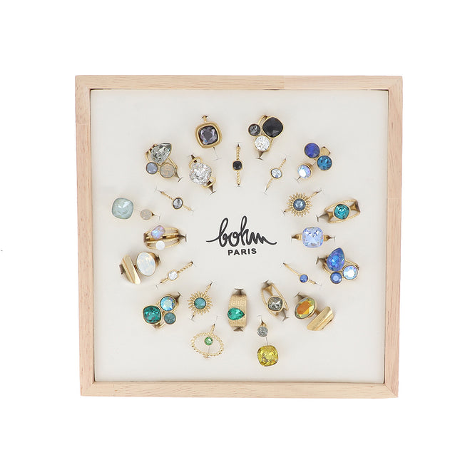 Kit de 24 bagues - doré mix 2 - prix moyen de 7,10€/pc - Présentoir offert