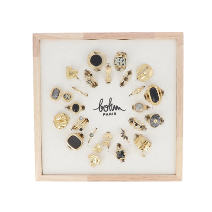 Kit de 24 bagues - doré noir - prix moyen de 5€/pc - Présentoir offert