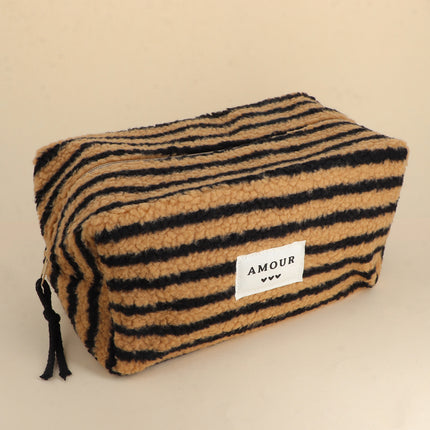 Grande trousse - effet moumoute, AMOUR et 3 coeurs - 23 x 14 x 12 cm