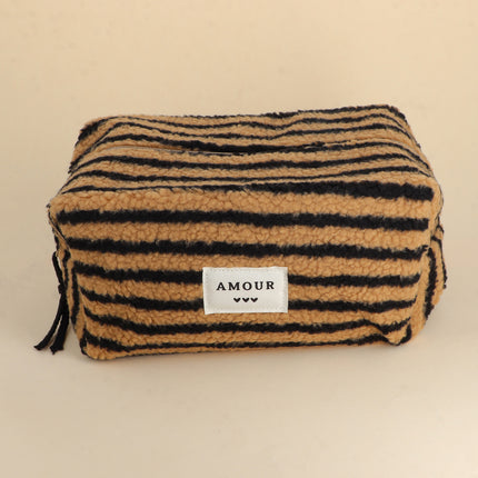 Grande trousse - effet moumoute, AMOUR et 3 coeurs - 23 x 14 x 12 cm