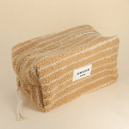 Grande trousse - effet moumoute, AMOUR et 3 coeurs - 23 x 14 x 12 cm