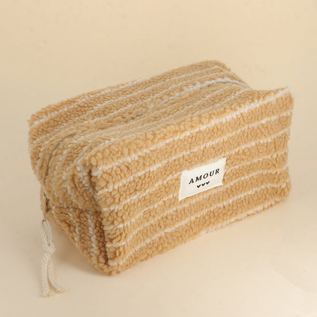 Grande trousse - effet moumoute, AMOUR et 3 coeurs - 23 x 14 x 12 cm