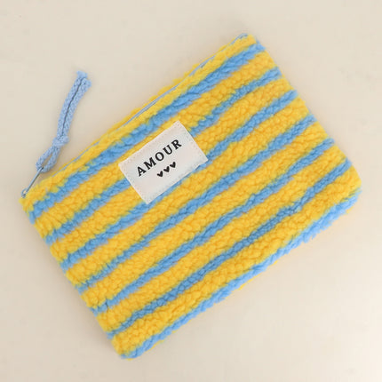 Trousse - effet moumoute, AMOUR et 3 coeurs - 20 x 14 cm