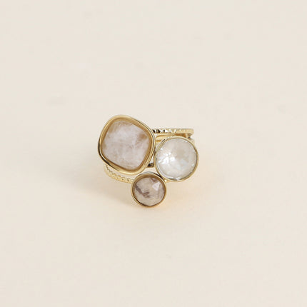 Bague Trilogie - pierre naturelle et cristaux Swarovski®