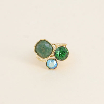 Bague Trilogie - pierre naturelle et cristaux Swarovski®