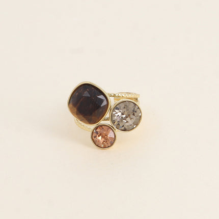 Bague Trilogie - pierre naturelle et cristaux Swarovski®