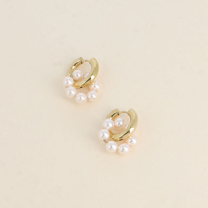 Hoop earrings - thick hoop with white resin bead ring