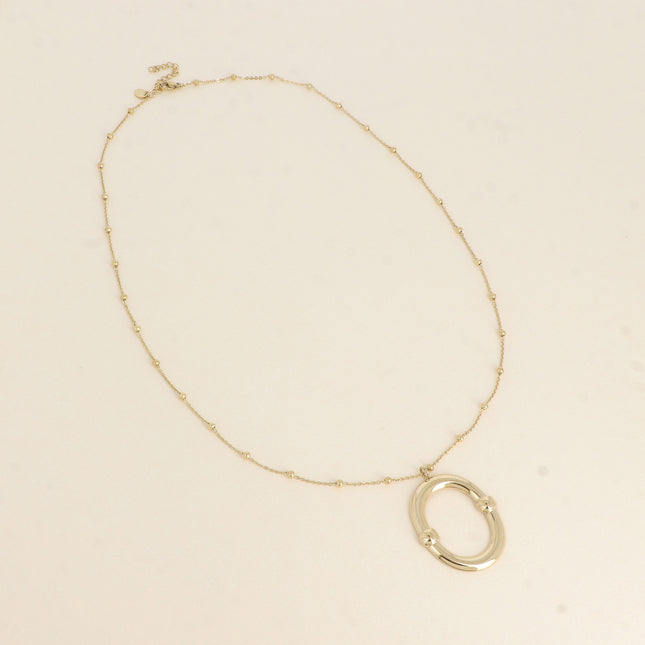 Collier - grand pendentif ovale brillant