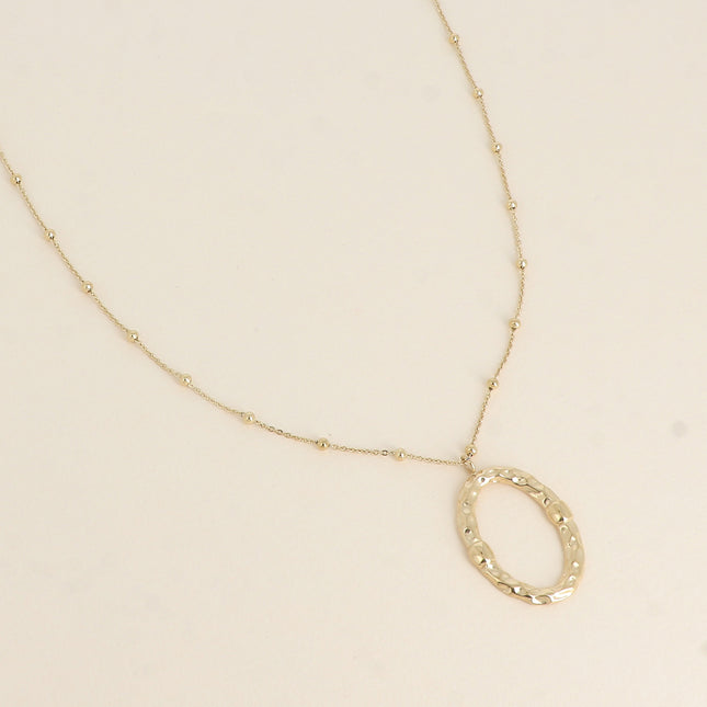 Collier - grand pendentif ovale texturé