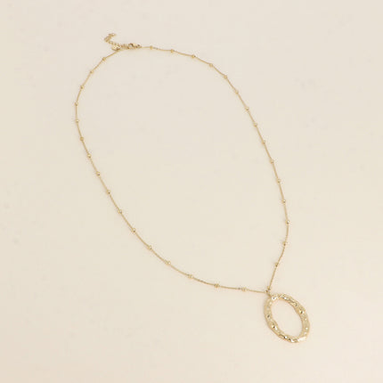 Collier - grand pendentif ovale texturé