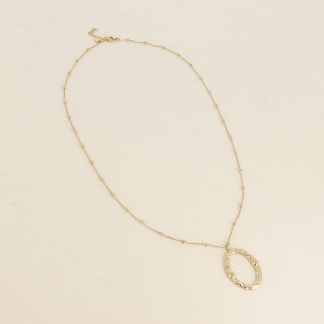 Collier - grand pendentif ovale texturé