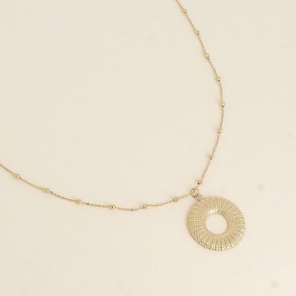 Collier - grand pendentif rond texturé