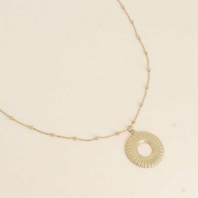 Collier - grand pendentif rond texturé