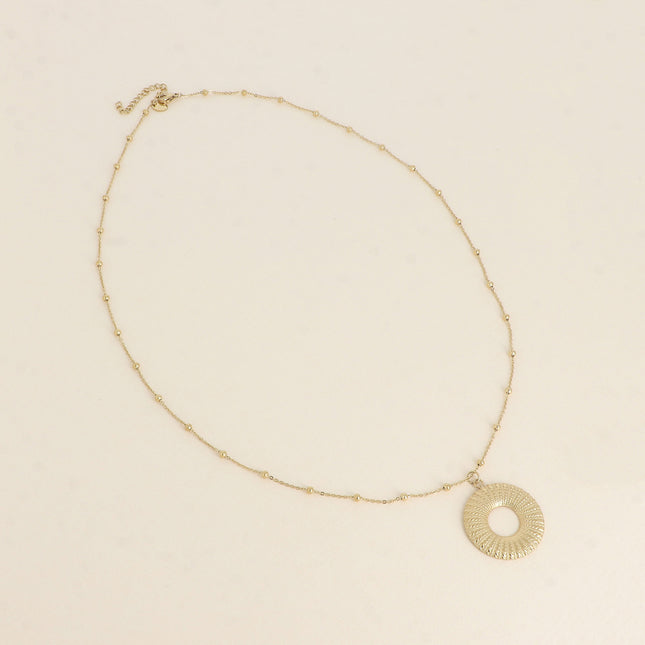 Collier - grand pendentif rond texturé