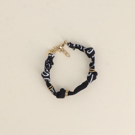 Bracelet - ruban bandana et anneaux en acier inoxydable